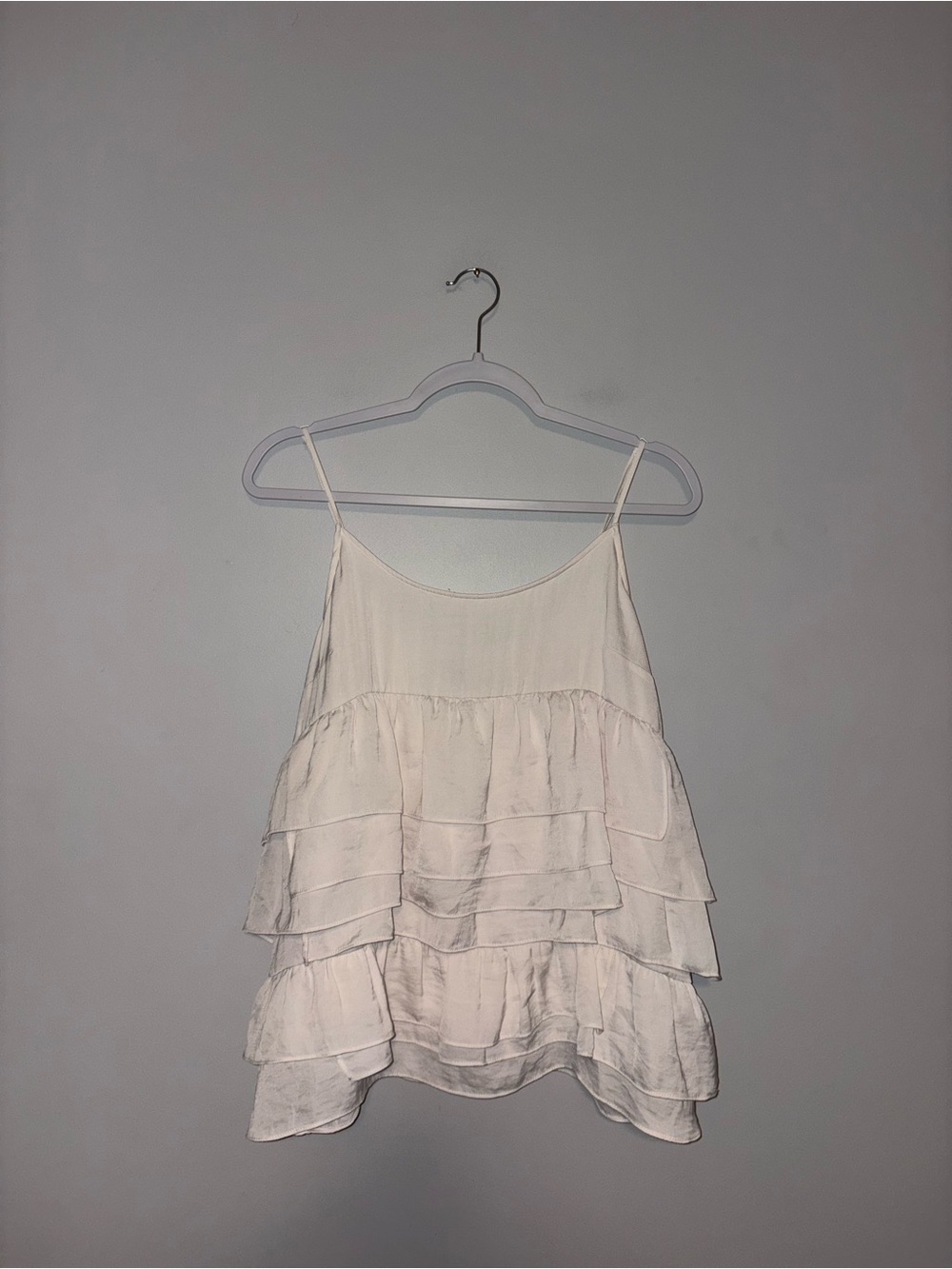 WhoWhatWear | Cream Ruffle Babydoll Tank | Size Large